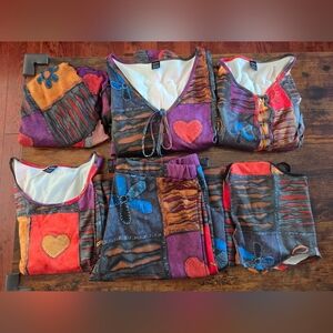 Six (6) SHEIN Multicolor Patchwork Long Sleeve Dress, Pants, Tops Sz L